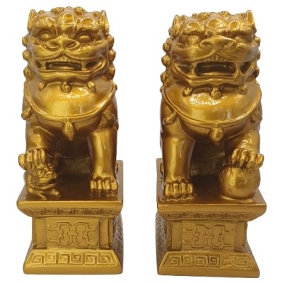 Grandes Statues Fu Dogs dorés