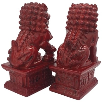 Grandes Statues Fu Dogs rouges