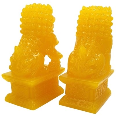Grandes Statues Fu Dogs jaunes