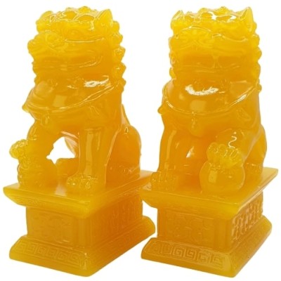 Grandes Statues Fu Dogs jaunes