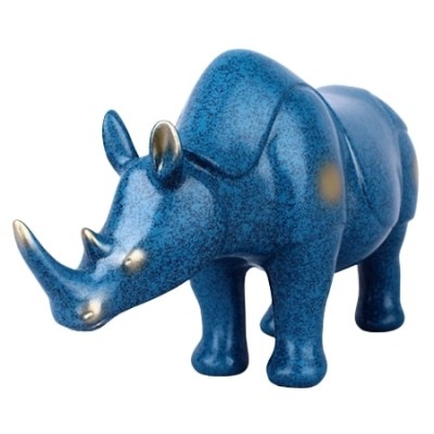 Grande Statue Rhinocéros bleu Protecteur
