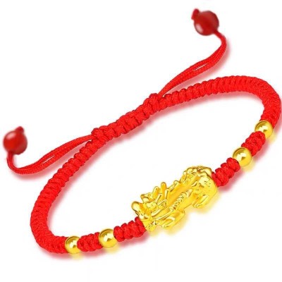 Bracelet Fils rouge Pi Yao doré