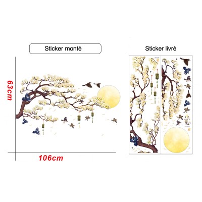 Sticker Fleurs de Prunier au Clair de Lune