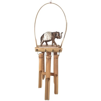 Carillon Papillon Bambou beige 5 Branches - Elément Bois