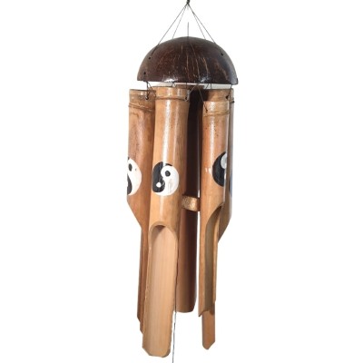 Carillon Papillon Bambou beige 5 Branches - Elément Bois