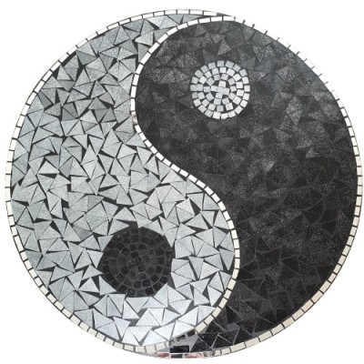 Décoration Yin Yang Mosaïque noir 60cm