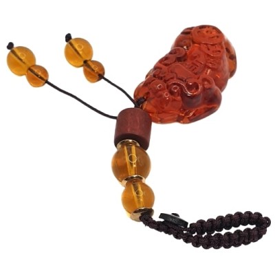 Porte Clés Pi Yao en Cristal orange