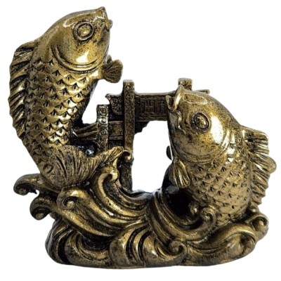 Statue Poissons Carpes passant la Porte du Dragon bronze