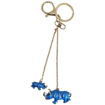 Porte Clés Famille Rhinocéros bleus clairs