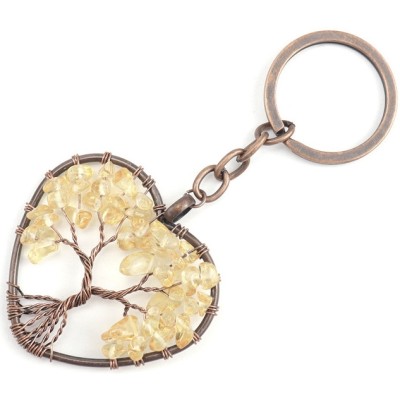 Porte Clés Arbre de Vie rosé en Citrine