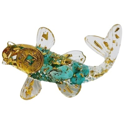 Figurine Poisson Carpe en Turquoise