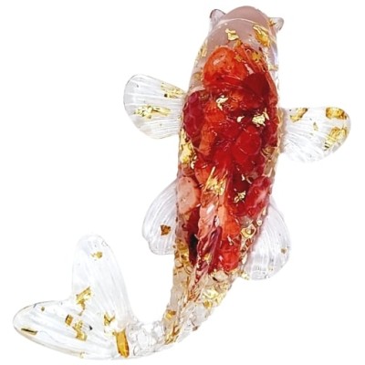 Figurine Poisson Carpe en Jaspe rouge