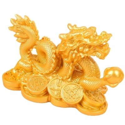 Statue Dragon Protecteur doré