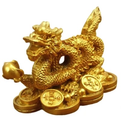 Statue Dragon Protecteur doré