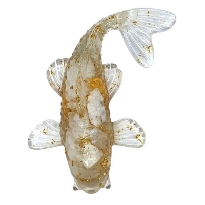 Figurine Poisson Carpe en Howlite blanche