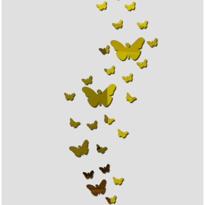 Sticker Miroirs 25 Papillons dorés