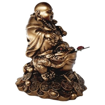 Statue Bouddha sur Grenouille bronze
