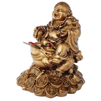 Statue Bouddha sur Grenouille bronze