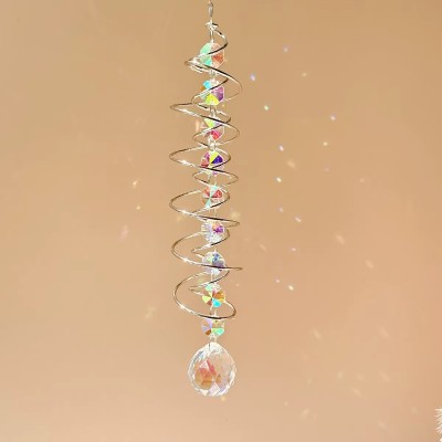 Suspension Spirale argentée Cristal à Facettes 30mm