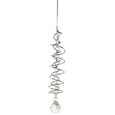 Suspension Spirale argentée Cristal à Facettes 30mm