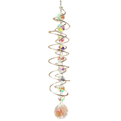 Suspension Spirale argentée Cristal à Facettes 30mm