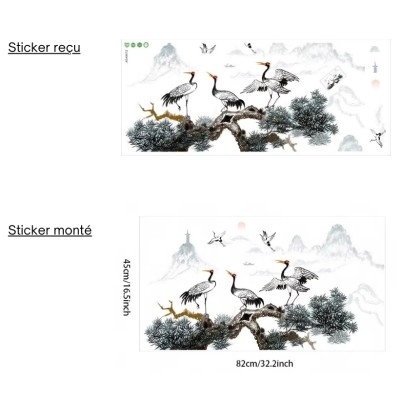 Sticker Paysage Grues Virevoltantes