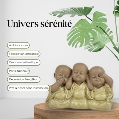 Statue 3 Bébés Bouddhas de la Sagesse